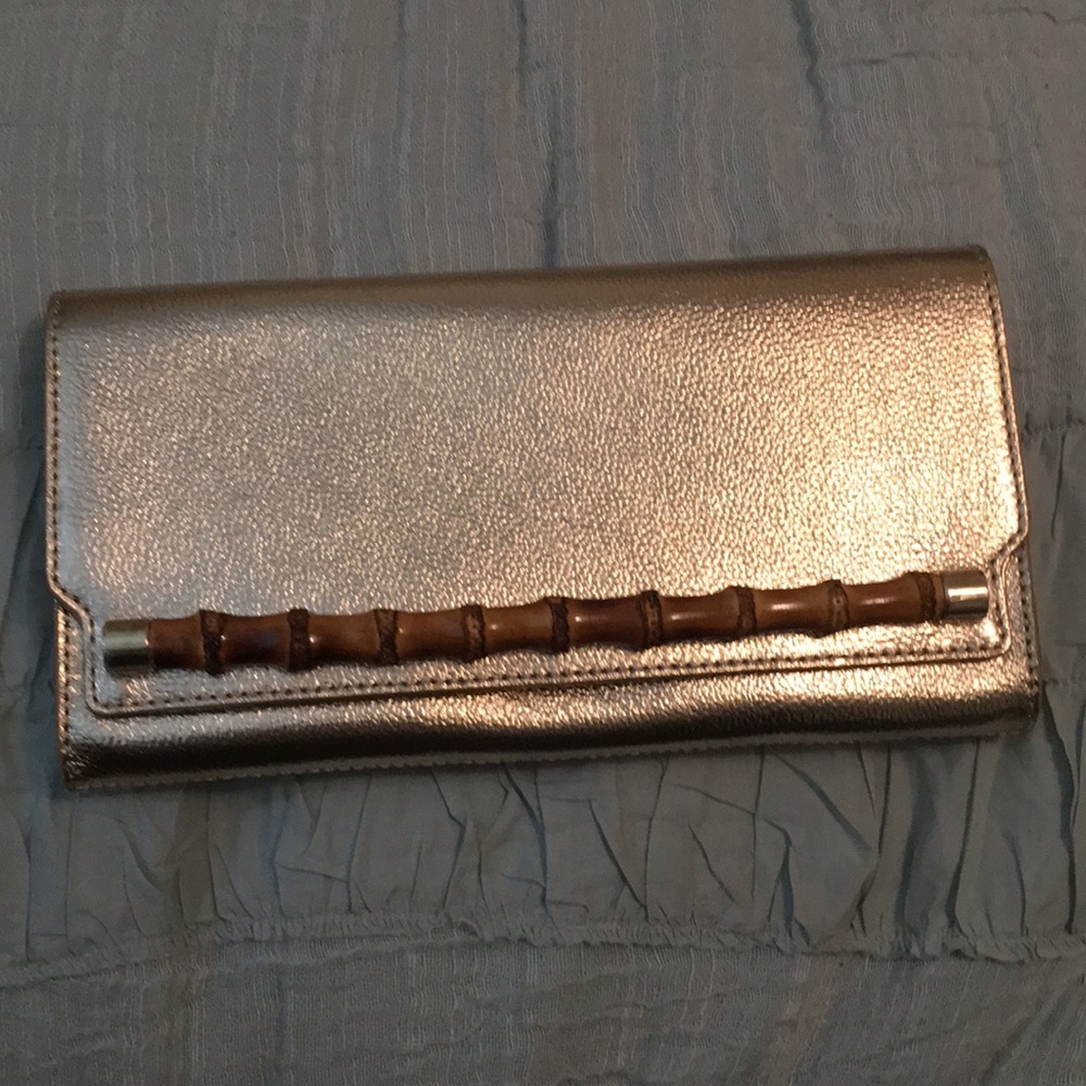 Lilly Pulitzer Gold Metallic Bamboo Clutch